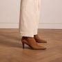 Manfield Dames Beige suède enkellaarsjes met hak - Thumbnail 2