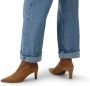 Manfield Dames Beige suède enkellaarsjes met hak - Thumbnail 2