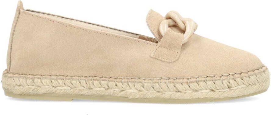 Manfield Dames Beige suède espadrilles met chain