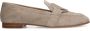 Manfield Dames Beige suède loafers met goudkleurig detail - Thumbnail 2
