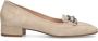 Manfield Dames Beige suède loafers met zilverkleurige chain - Thumbnail 2