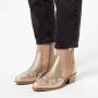 Manfield Dames Beige suède cowboy laarzen met zilveren metallic details - Thumbnail 4