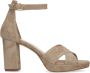 Manfield Dames Beige suède sandalen met hak - Thumbnail 2