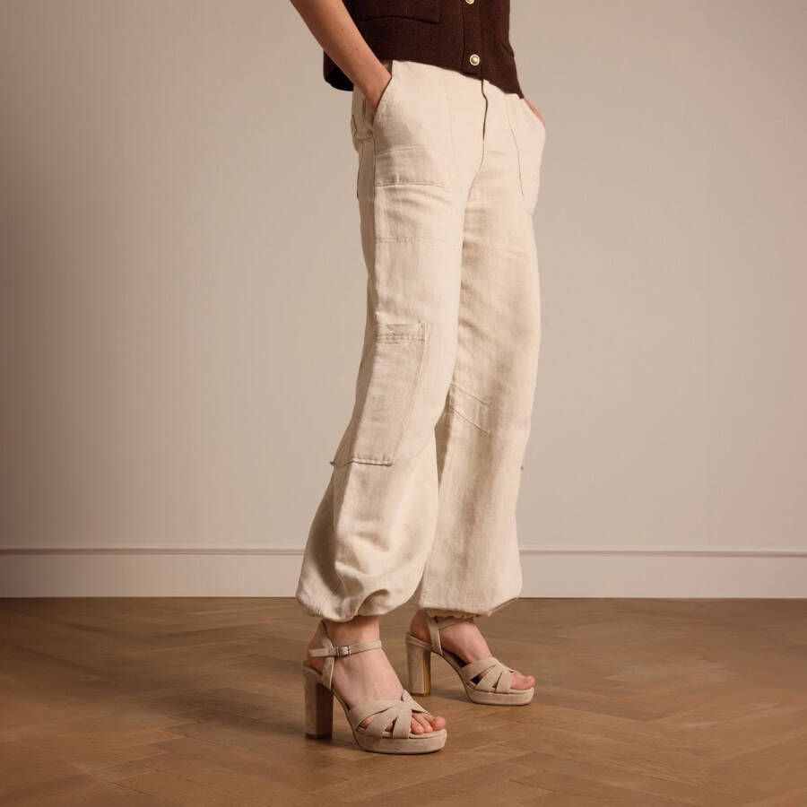 Manfield Dames Beige suède sandalen met hak - Foto 2