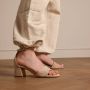 Manfield Dames Beige suède sandalen met hak - Thumbnail 7