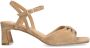 Manfield Dames Beige suède sandalen met sleehak - Thumbnail 4