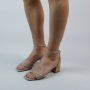 Manfield Dames Beige suède sandalen met hak - Thumbnail 3