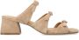 Manfield Dames Beige suède sandalen met hak en gespjes - Thumbnail 2