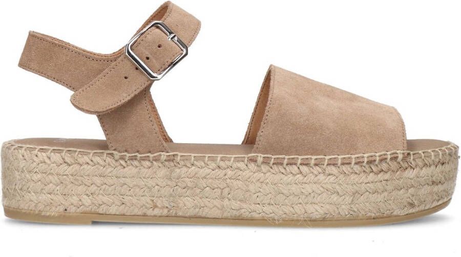 Manfield Dames Beige suède sandalen met touwzool - Foto 2