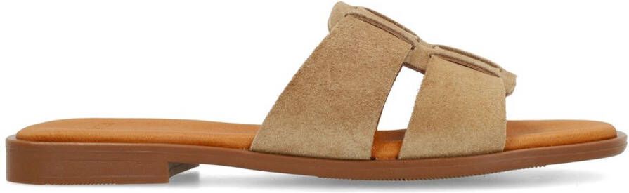 Manfield Dames beige suède slippers