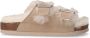 Manfield Dames Beige suède slippers met bontvoering - Thumbnail 2