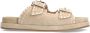 Manfield Dames Beige suède slippers met witte details - Thumbnail 2