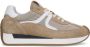 Manfield Dames Beige suède sneakers met leren details - Thumbnail 1