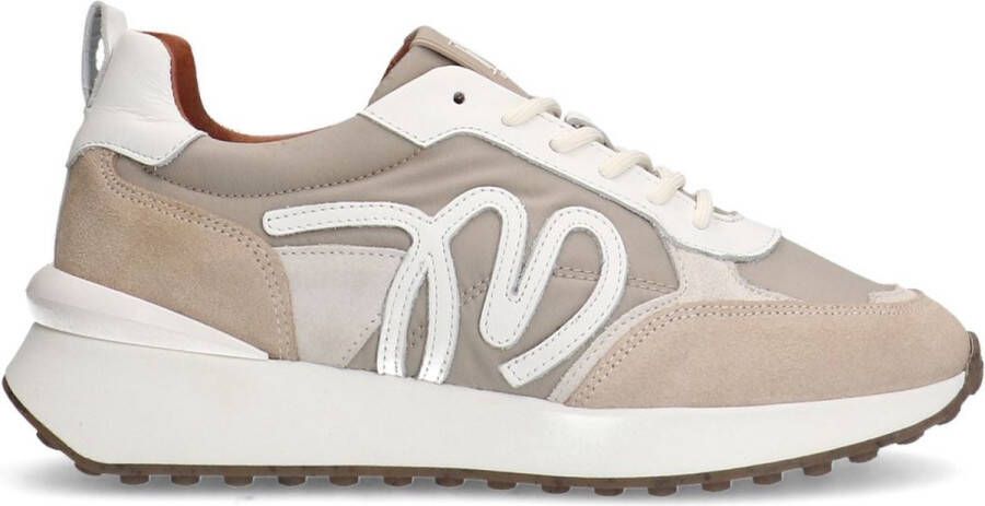 Manfield Dames Beige suède sneakers met details