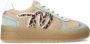 Manfield Dames Beige suède sneakers met mint groene details - Thumbnail 3