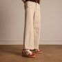Manfield Dames Beige suède sneakers met rode details - Thumbnail 1