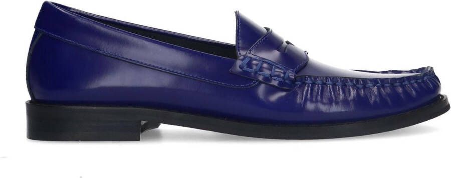 Manfield Dames Blauwe leren loafers Schoenen