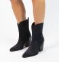 Manfield Dames Blauwe suède cowboy laarzen met metallic details - Thumbnail 2