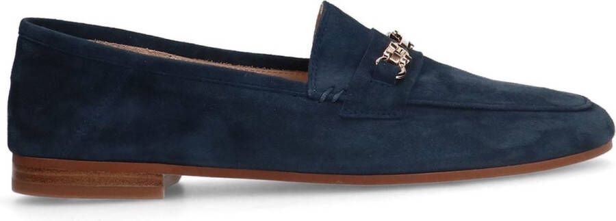 Manfield Dames Blauwe suède loafers