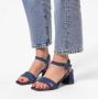 Manfield Dames Blauwe suède sandalen met hak - Thumbnail 2
