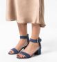 Manfield Dames Blauwe suède sandalen met hak - Thumbnail 6