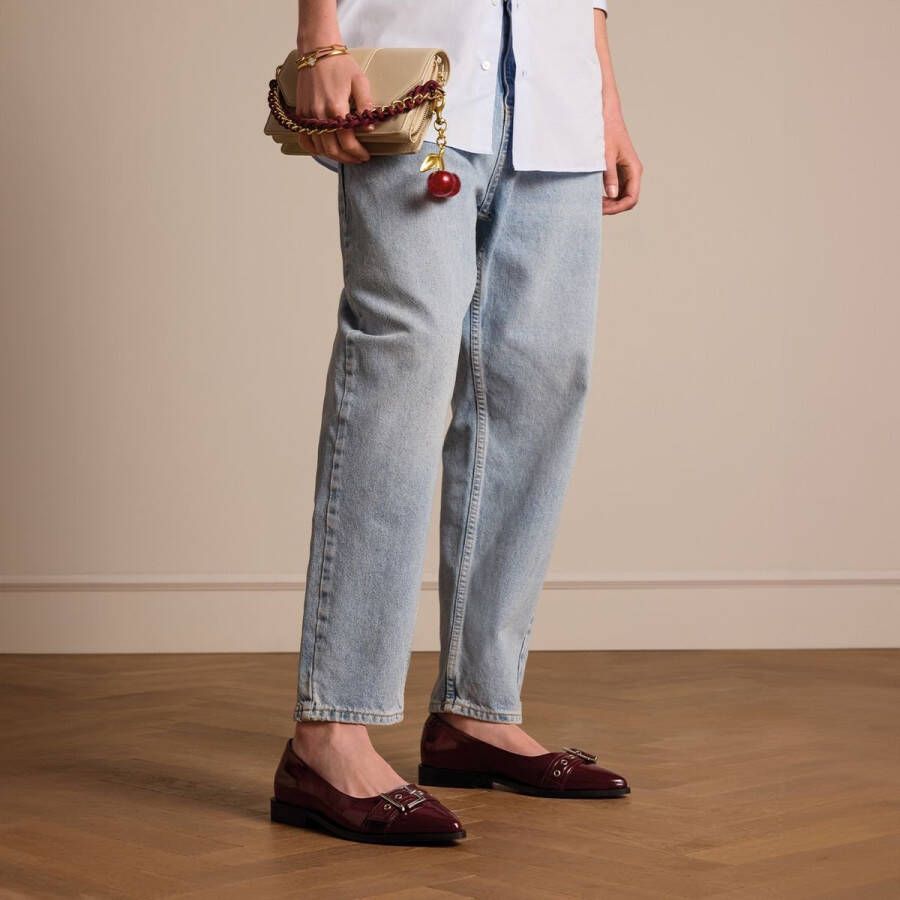 Manfield Dames Bordeaux rode lakleren ballerina's