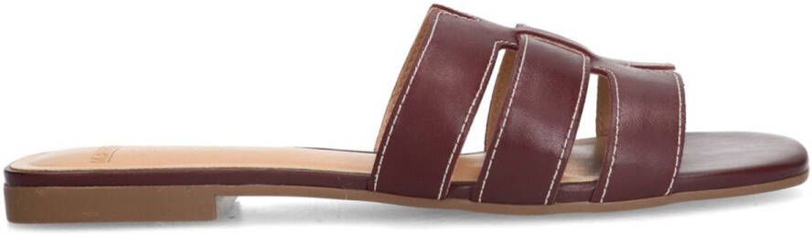 Manfield Dames Bordeaux rode leren slippers
