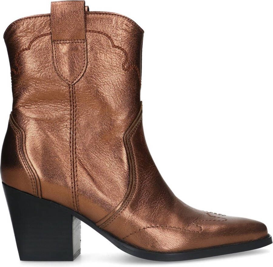 Manfield Dames Bronskleurige metallic leren cowboy laarzen - Foto 2
