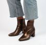 Manfield Dames Bronzen leren enkellaarsjes met hak - Thumbnail 2