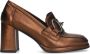 Manfield Dames Bronzen leren gesloten pumps met goudkleurige details - Thumbnail 1