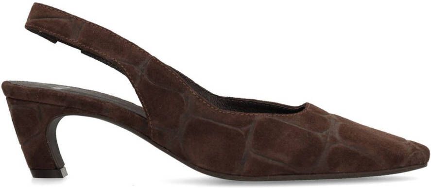 Manfield Dames Bruin bedrukte suède slingbacks