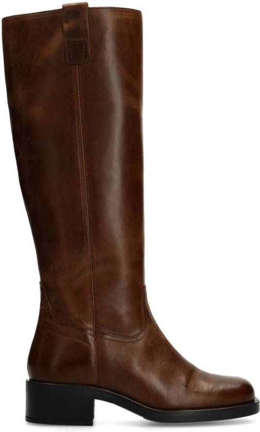 Manfield Dames Bruine hoge leren laarzen