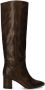 Manfield Dames Bruine snake print hoge leren laarzen met hak - Thumbnail 2