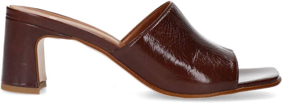 Manfield Dames Bruine lakleren sandalen met hak - Foto 2