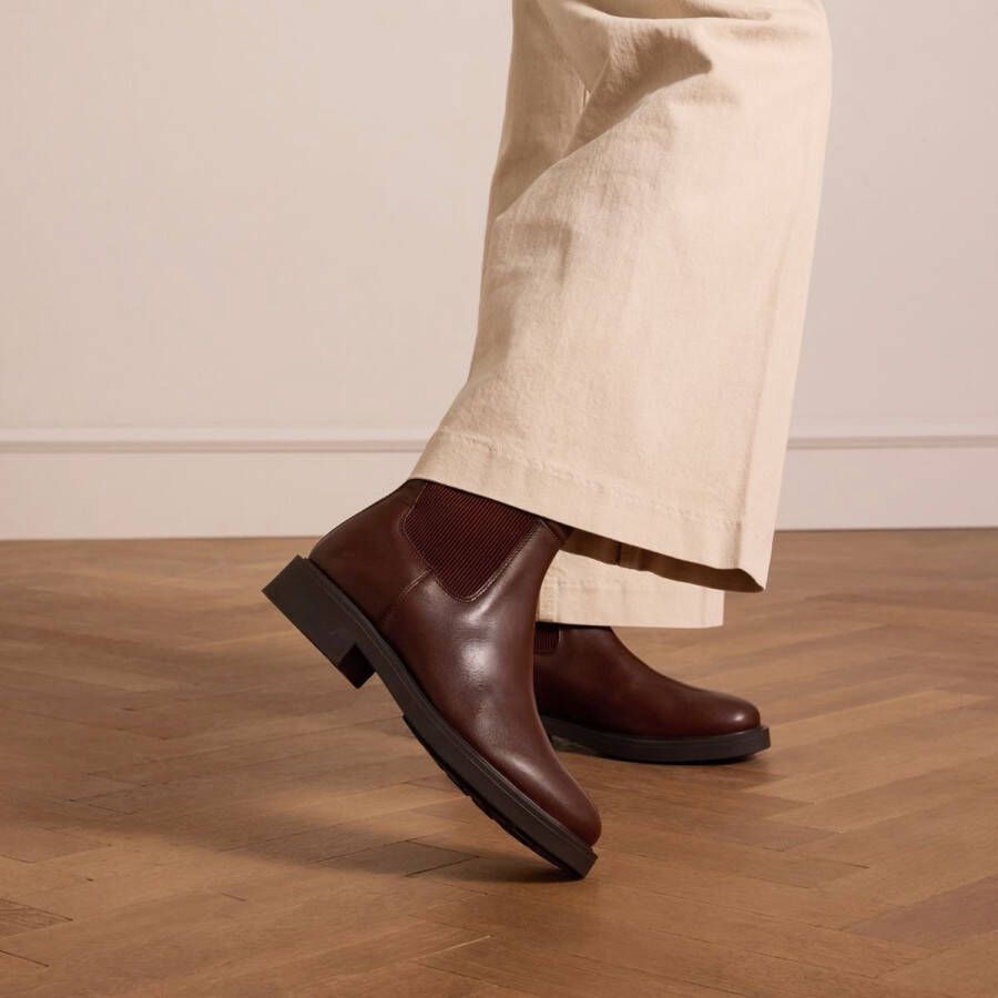 Manfield Dames Bruine leren chelsea boots