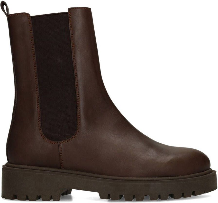 Manfield Dames Bruine leren chelsea boots