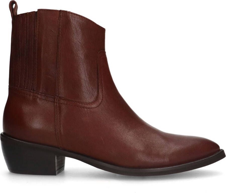 Manfield Dames Bruine leren cowboy laarzen