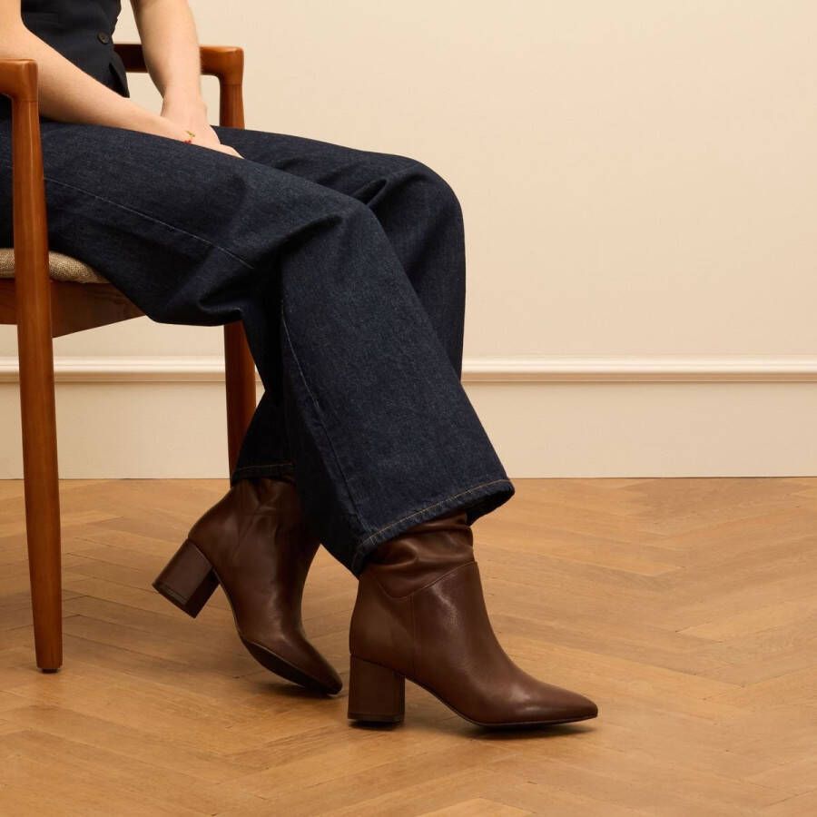 Manfield Dames Bruine leren laarzen met hak - Foto 2