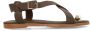 Manfield Dames Bruine leren sandalen met goudkleurig detail - Thumbnail 2