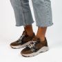 Manfield Dames Donkergroene leren sneakers met details - Thumbnail 2