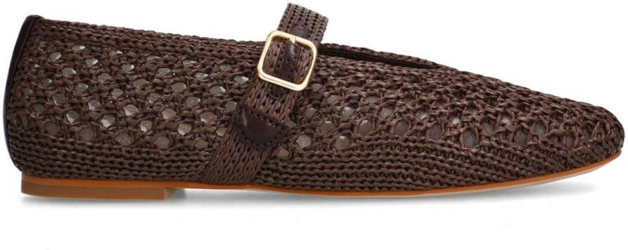 Manfield Dames Bruine raffia ballerina's
