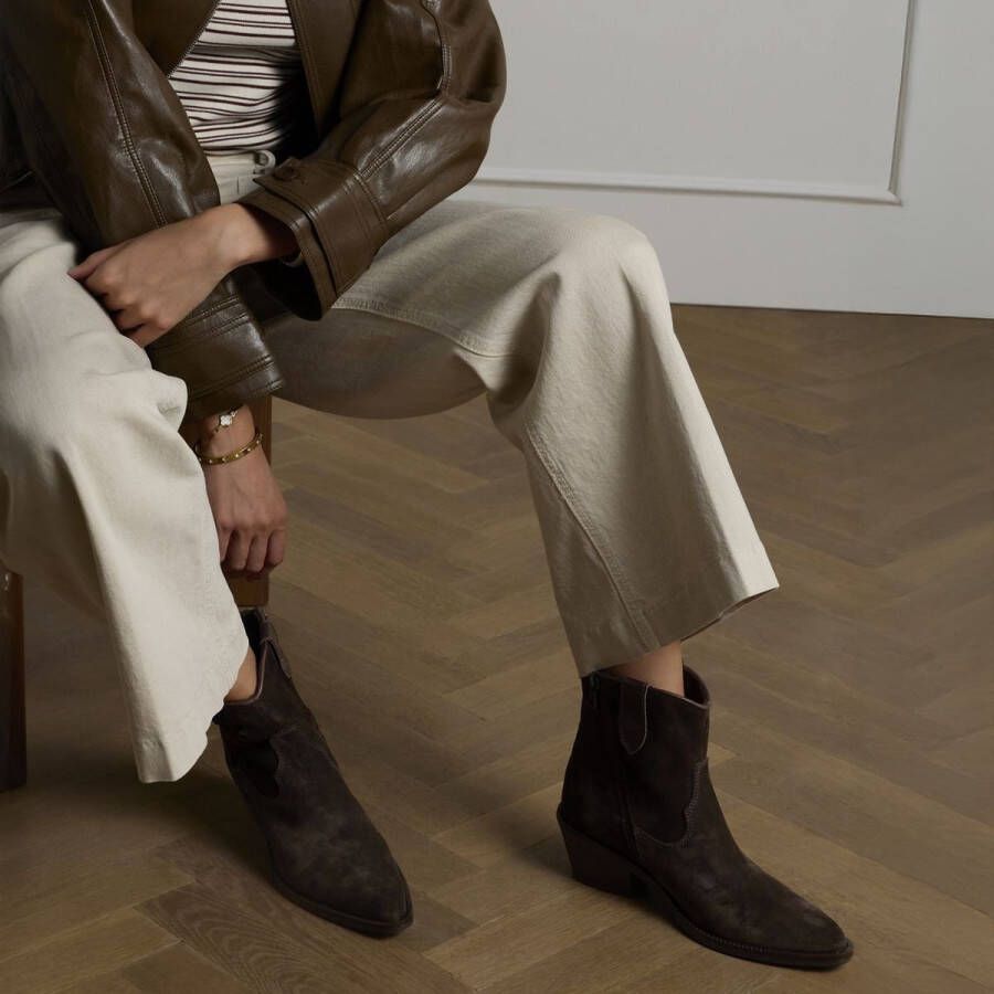 Manfield Dames Bruine suède cowboy laarsjes