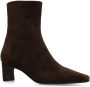 Manfield Dames Bruine suède enkellaarsjes met hak - Thumbnail 1