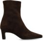 Manfield Dames Bruine suède enkellaarsjes met hak - Thumbnail 3