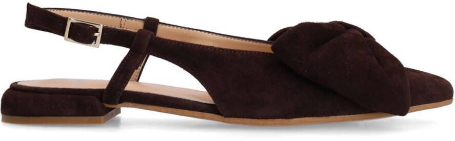 Manfield Dames Bruine suède slingbacks met strik