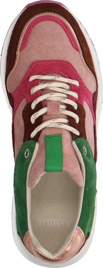Manfield Dames Bruine suède sneakers met gekleurde details - Foto 1