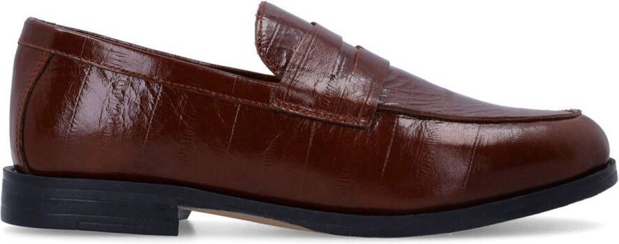 Manfield Dames Burgundy lakleren loafers