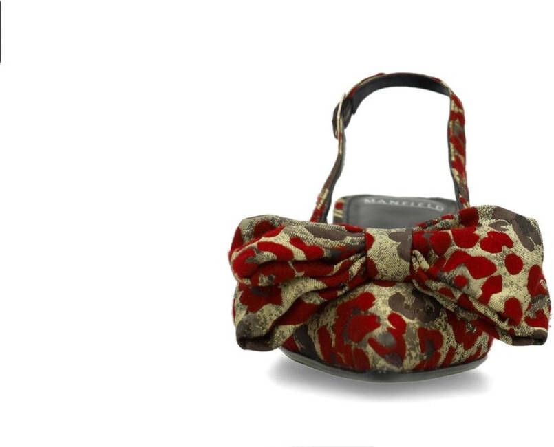 Manfield Dames Burgundy leopard slingbacks met strik - Foto 4