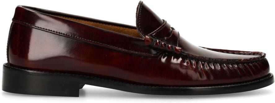 Manfield Dames Burgundy leren loafers