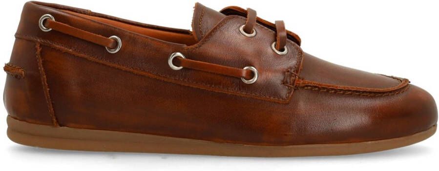 Manfield Dames Cognac leren bootschoenen